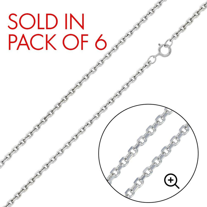 CH709 - High Polished 925 Sterling SilverDiamond Cut Cable Rolo 035 Chains 1mm (Pk of 6)
