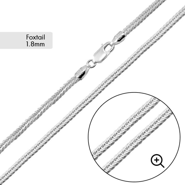 thumbnail image 2 of 925 Sterling Silver 2mm Foxtail Chain Necklace – Made In Italy – 18-28 Inch 2 of 5