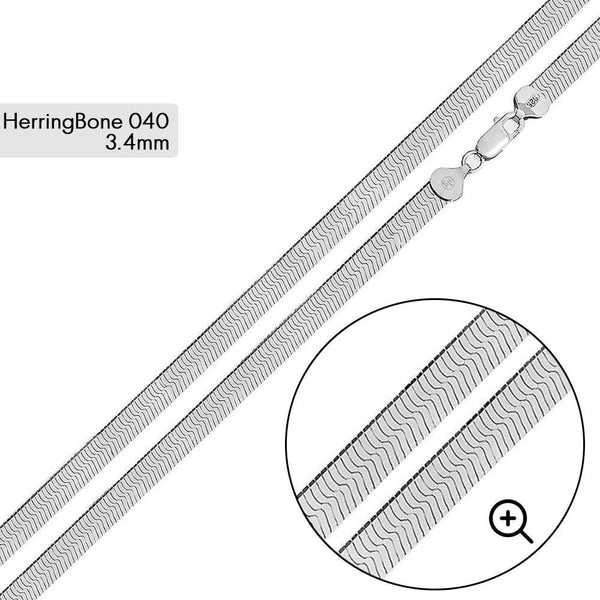 Herring Bone Chain 3.4mm - CH822 | Silver Palace Inc.