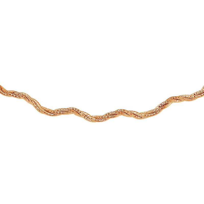Silver 925 3 Layer Wave Omega Spring Chain Rose Gold Plated 2.7mm - CH920 RGP | Silver Palace Inc.