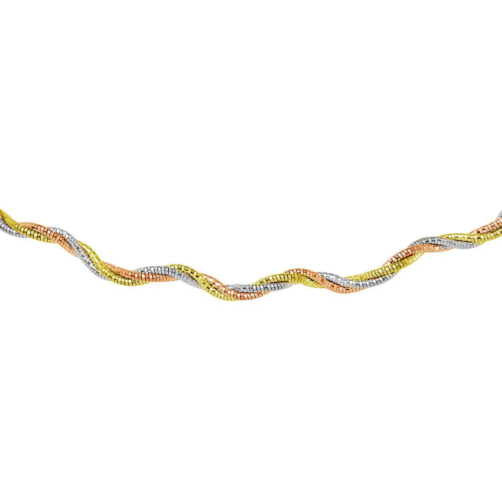 Silver 925 3 Layer Wave Omega Spring Chain 3 Toned Plated 2.7mm - CH921 MUL | Silver Palace Inc. #plating_three-tone