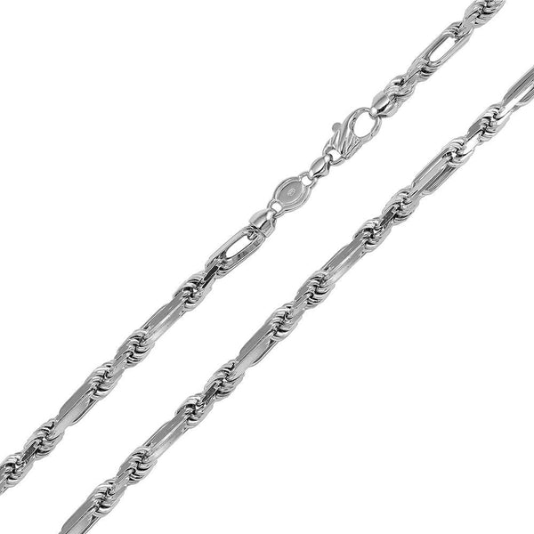 Silver 925 Rhodium Plated Hand Made Figarope Milano Chains 5.5mm - CH194 RH | Silver Palace Inc.