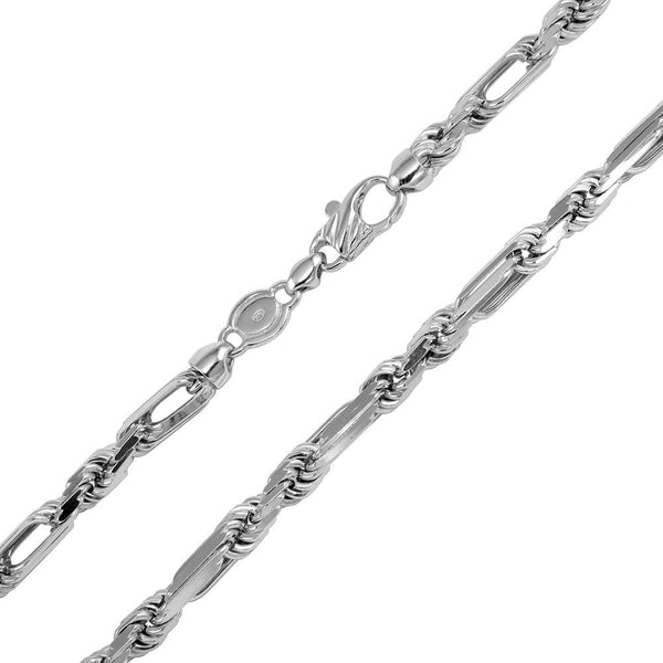 Silver 925 Rhodium Plated Hand Made Figarope Milano Chains 8mm - CH196 RH | Silver Palace Inc.