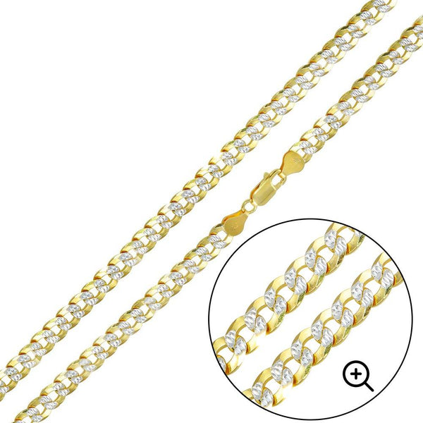 Silver Gold Plated 2 Toned DC Curb Chain 7.1mm - CH938 GP | Silver Palace Inc.