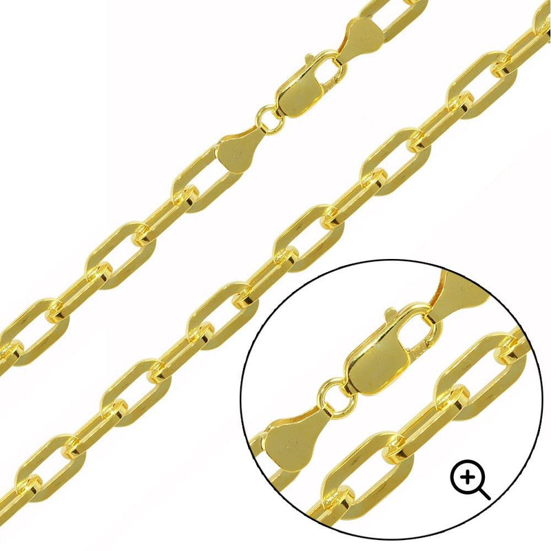 Silver 925 Gold Plated Wide Oval D Cut Link Paperclip Chain 6mm - CH950 GP | Silver Palace Inc.