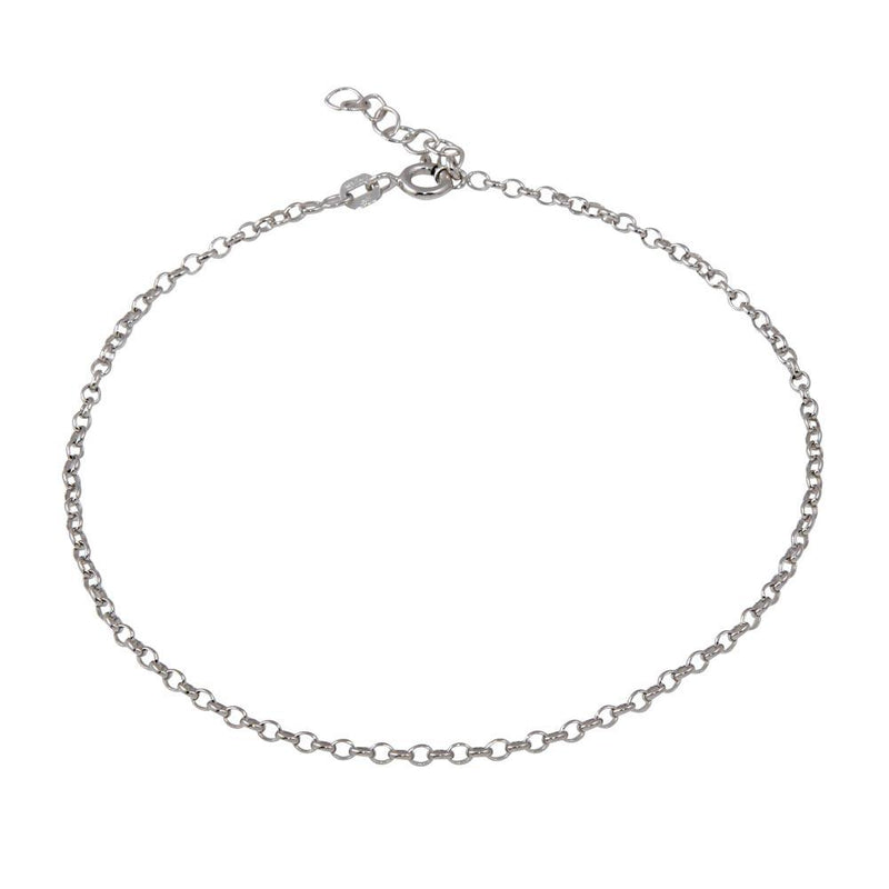 Silver 925 Rhodium Plated Rolo 2mm Anklet - CHA231RH | Silver Palace Inc.