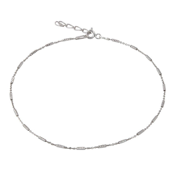 Silver 925 Rhodium Plated DC Bar 030 Anklet 1.4mm - CHA271RH | Silver Palace Inc.