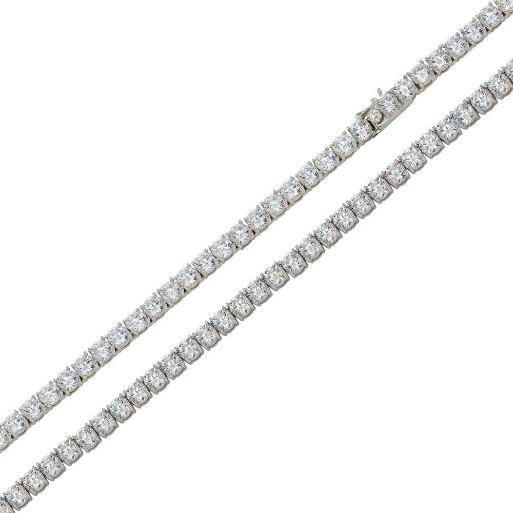 Silver 925 Rhodium Plated Round CZ Link Chains 3mm - CHCZ115 RH | Silver Palace Inc.