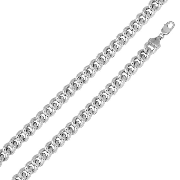 Silver 925 Rhodium Plated Hollow Curb Chain 14.5mm - CHHW117 RH | Silver Palace Inc.