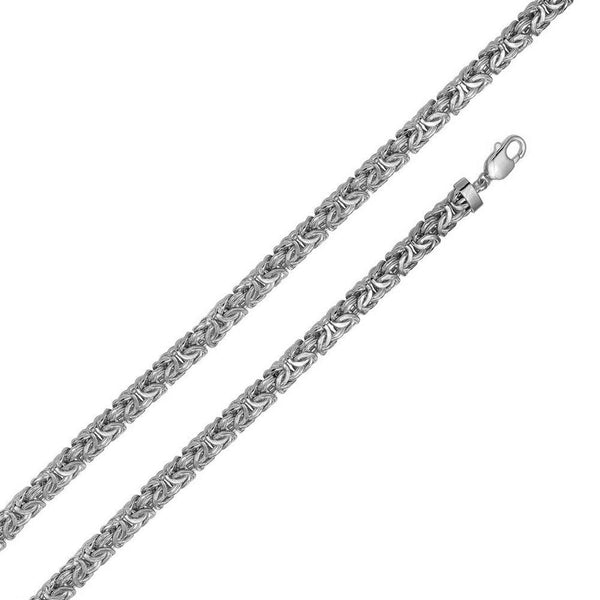 925 Sterling Silver Anti Tarnish Flat Byzantine Chain and Bracelet 8.1mm - CHHW129 | Silver Palace Inc.