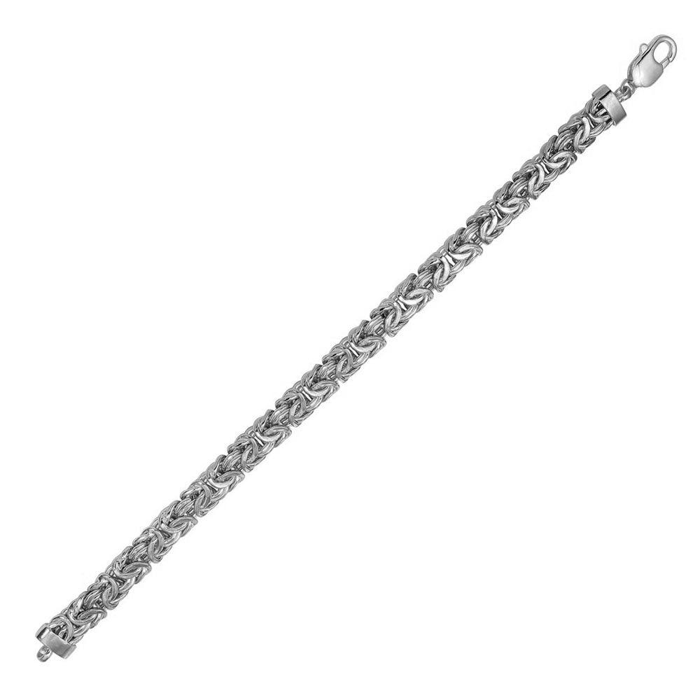 Cadena y pulsera bizantina plana antideslustre de plata de ley 925 de 8,1 mm - CHHW129
