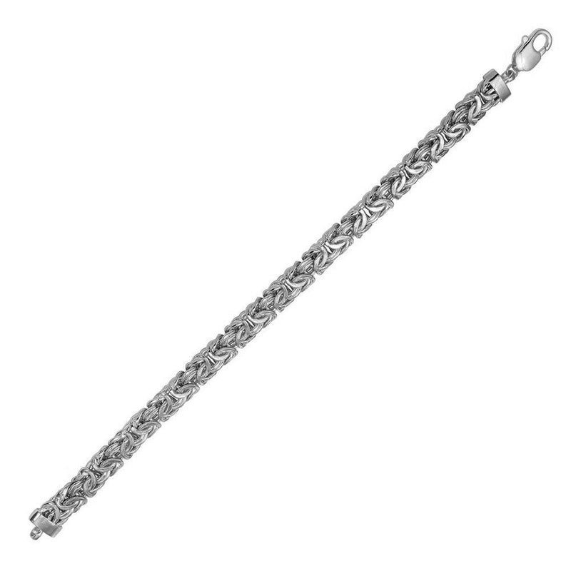 925 Sterling Silver Anti Tarnish Flat Byzantine 8.1mm Chain and Bracelet - CHHW129