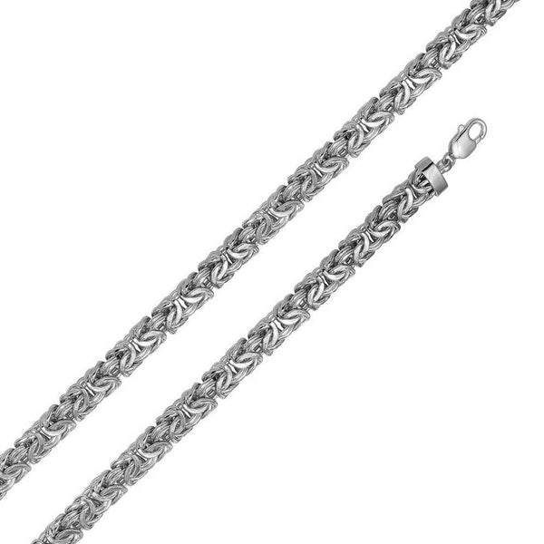 コニャ 925 Sterling Silver Anti Tarnish Flat Byzantine Chain and