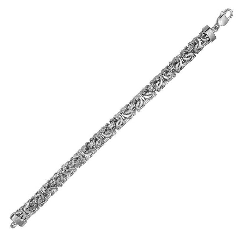 Cadena y pulsera bizantina plana antideslustre de plata de ley 925 de 11,1 mm - CHHW131