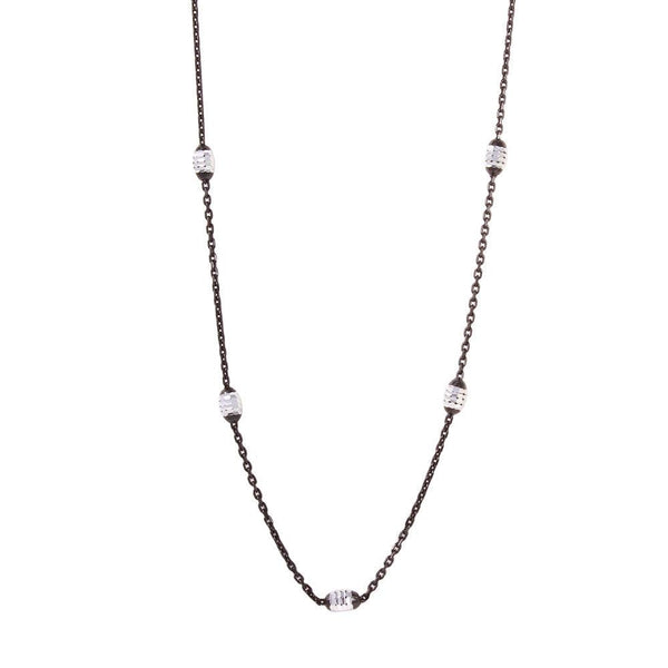 Silver 925 36" Diamond Cut Oval Black Rhodium Plated Italian Necklace - CHN00001BLK | Silver Palace Inc.