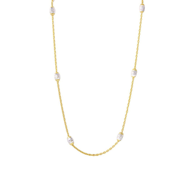 Silver 925 36" Diamond Cut Oval Gold Plated Italian Necklace - CHN00001GP | Silver Palace Inc.