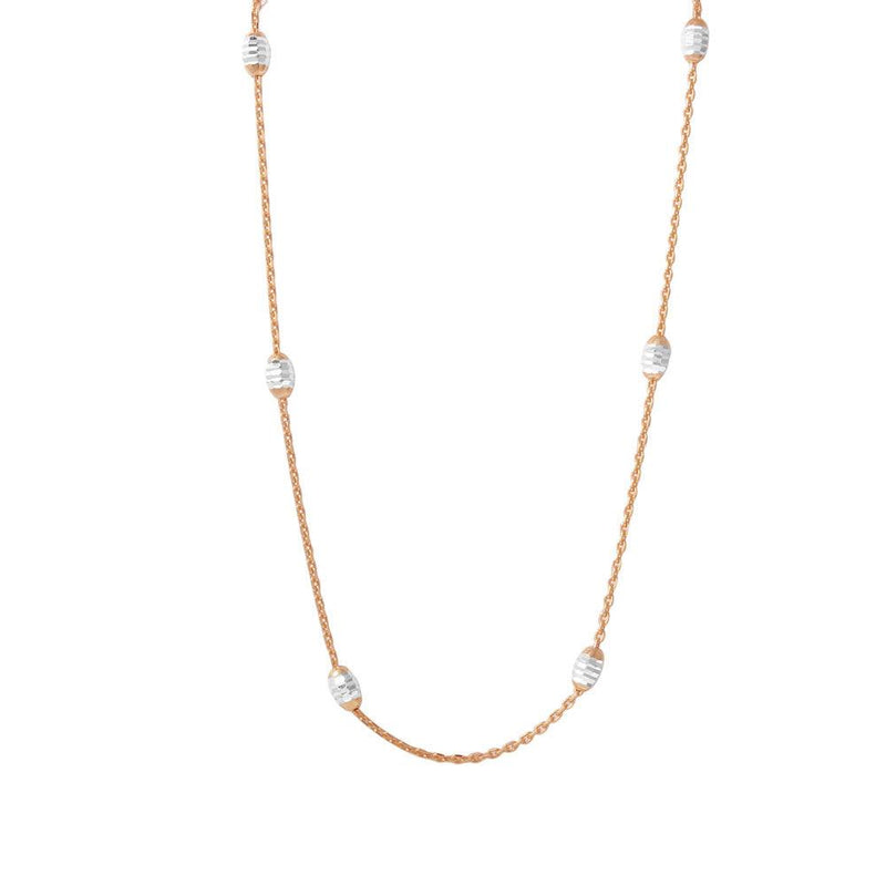 Silver 925 36" Diamond Cut Oval Rose Gold Plated Italian Necklace - CHN00001RGP | Silver Palace Inc.