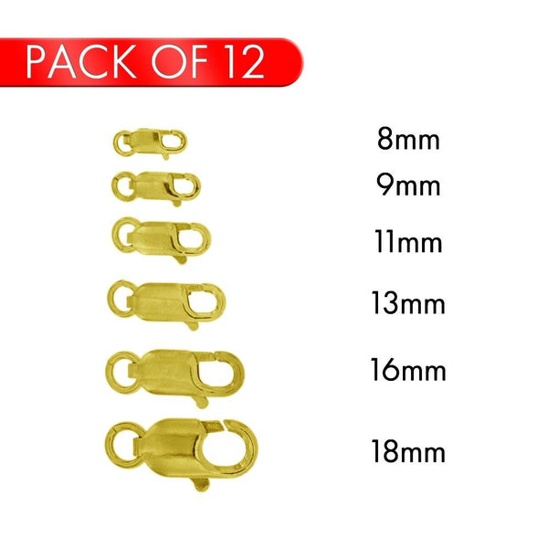 Silver 925 Gold Plated Lobster Clasp - CLASP02-GP (PK of 12
