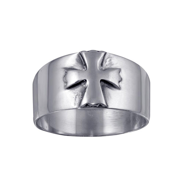 Silver 925 Wide Band Embossed Cross Ring - CR00729 | Silver Palace Inc.