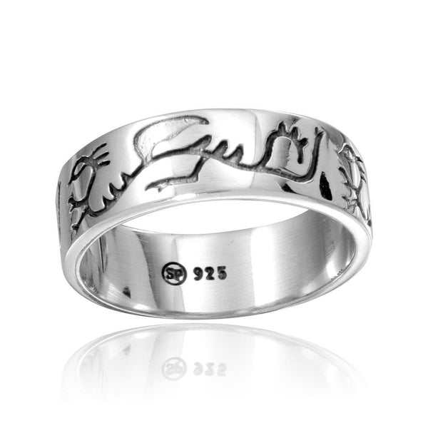 Silver 925 High Polished Engraved Dragon Design Ring - CR00798 | Silver Palace Inc.