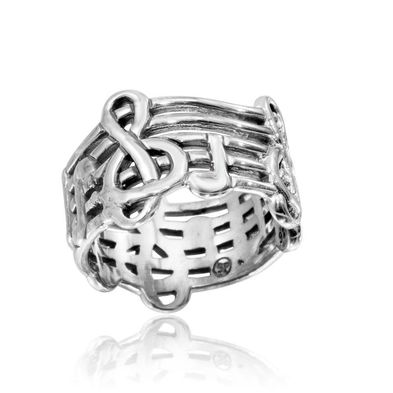 Silver 925 High Polished Music Notes Ring - CR00804 | Silver Palace Inc.
