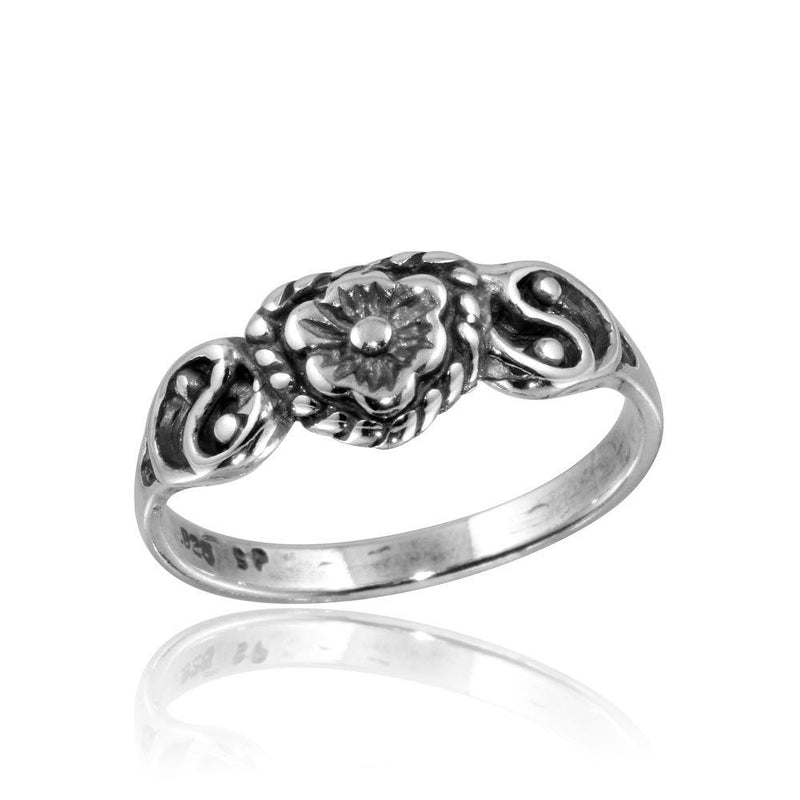 Silver 925 High Polished Mini Flower Ring - CR00816 | Silver Palace Inc.