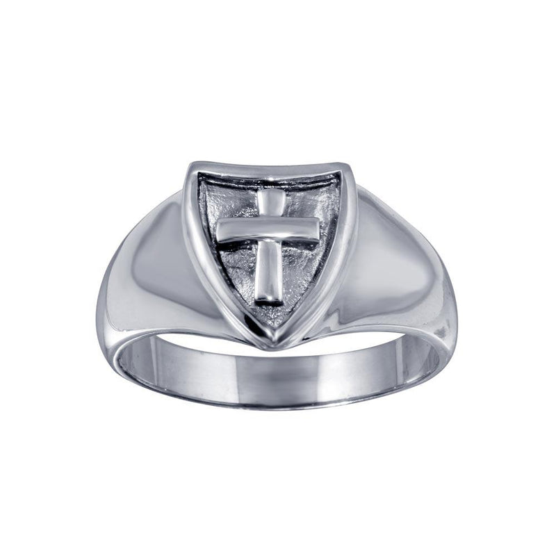 Silver 925 Cross Shield Ring - CR00819 | Silver Palace Inc.