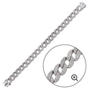 Rhodium Plated 925 Sterling Silver CZ Round Curb Bracelet  - CSLB00001 | Silver Palace Inc.