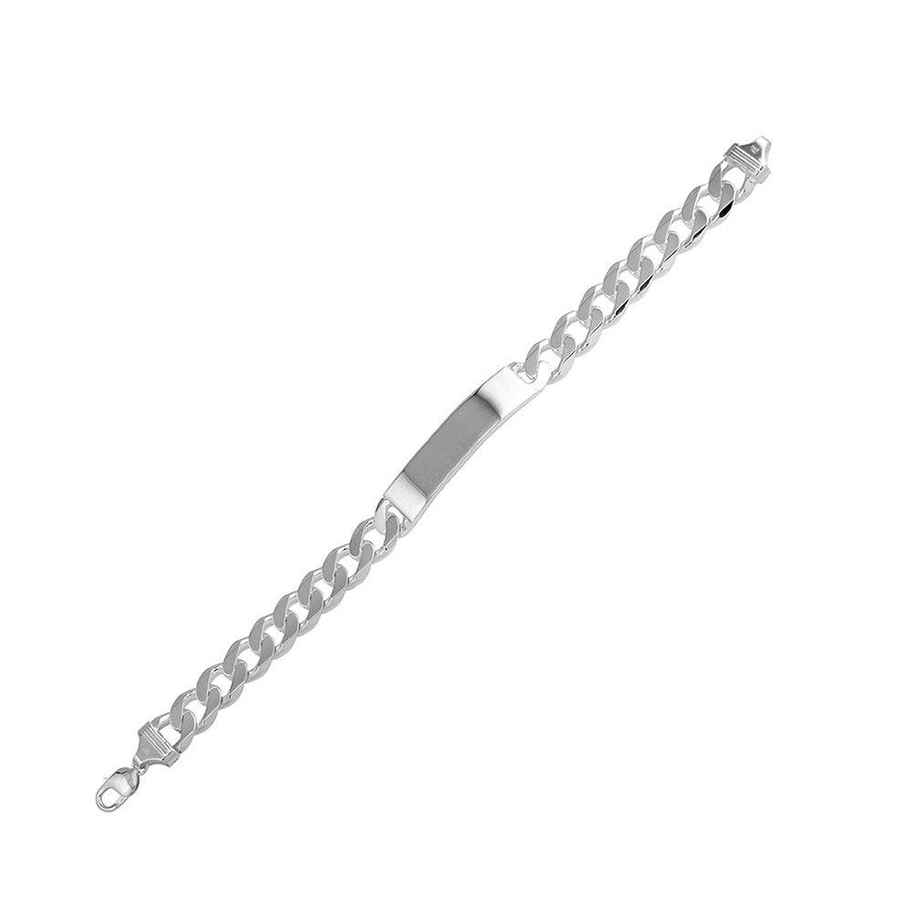 925 Sterling Silver Engravable Super Flat Curb ID Bracelet