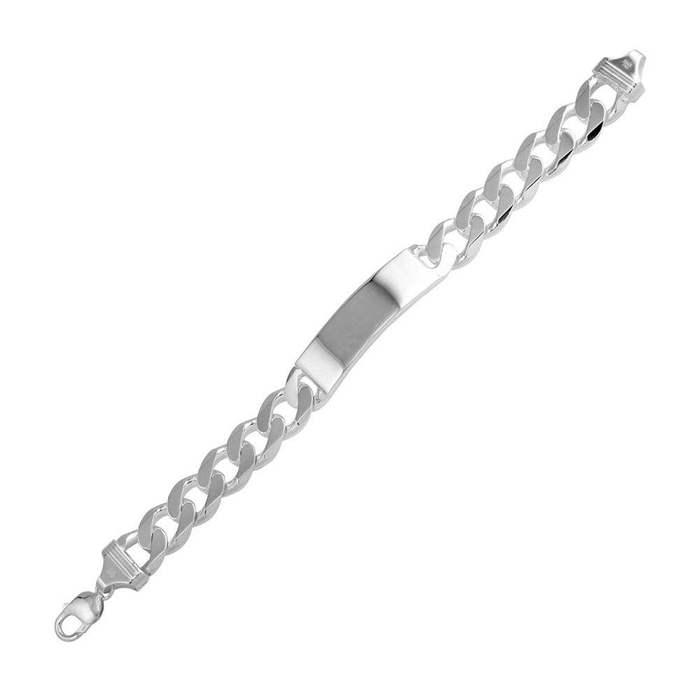 STERLING SILVER IDブレスレット　925 925 Sterling Silver Engravable Super Flat Curb ID Bracelet
