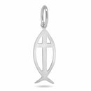 925 Sterling Silver Basic Fish Cross Charm - CHARM0013 | Silver Palace Inc.