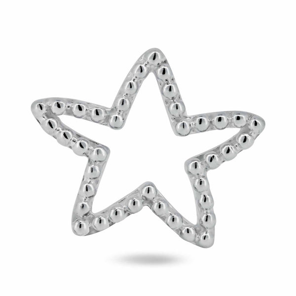 925 Sterling Silver Basic Bubble Open Star Charm - CHARM0019