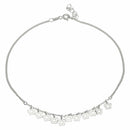 Silver 925 Rhodium Plated Dangling Flower Anklets - DIA00003RH | Silver Palace Inc.