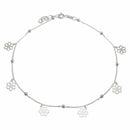 Silver 925 Rhodium Plated Dangling Flower Anklets - DIA00004RH | Silver Palace Inc.