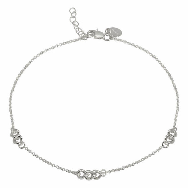 Silver 925 Rhodium Plated 3 Link Anklets - DIA00006RH | Silver Palace Inc.