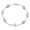Silver 925 Rhodium Plated Cross with Religious Charms Bracelet - DIB00007RH | Silver Palace Inc.