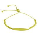 Silver 925 Gold Plated Beaded Engravable ID Lariat Bracelet - DIB00056GP | Silver Palace Inc.