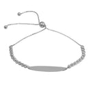 Silver 925 Rhodium Plated Beaded Engravable ID Lariat Bracelet - DIB00056RH | Silver Palace Inc.
