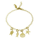 Silver 925 Gold Plated Aquatic Charms Bracelet - DIB00057GP | Silver Palace Inc.