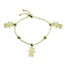 Silver 925 Gold Plated Girl Charm Lariat Bracelet - DIB00067GP | Silver Palace Inc.