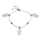 Silver 925 Rhodium Plated Girl Charm Lariat Bracelet - DIB00067RH | Silver Palace Inc.