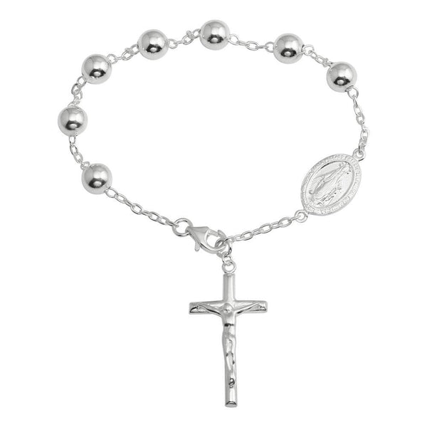 Silver 925 High Polished Rosary Bracelet - DIB00070 | Silver Palace Inc.