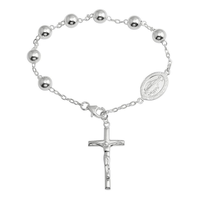 Silver Saint Benedict Rosary Bracelet 8mm Beads - Marys Way Apostolate Store