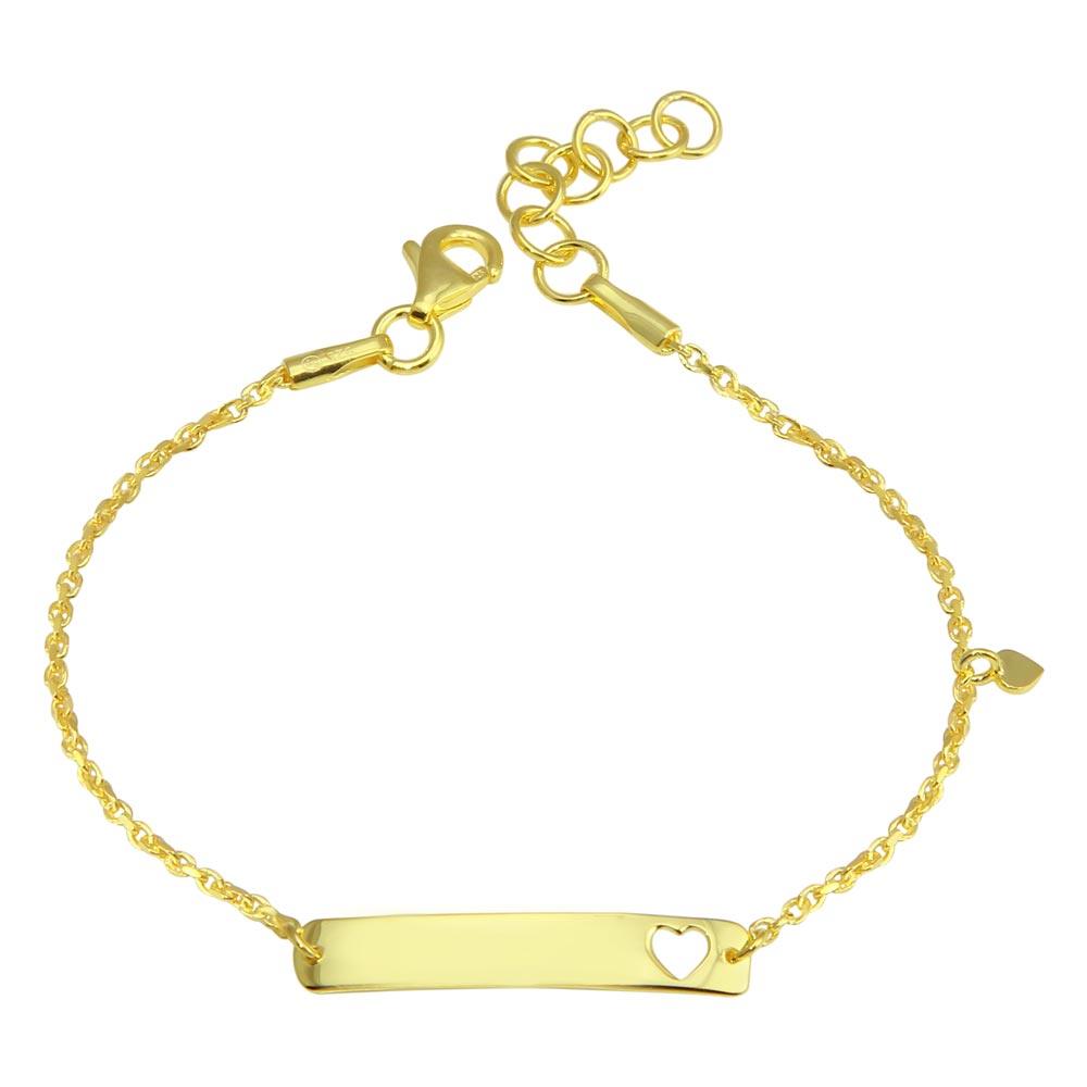 【新品タグ付】manielle ペプラムフリルスカート ゴールド【adk001】 Gold Plated 925 Sterling Silver Dangling Heart Baby ID Bracelet