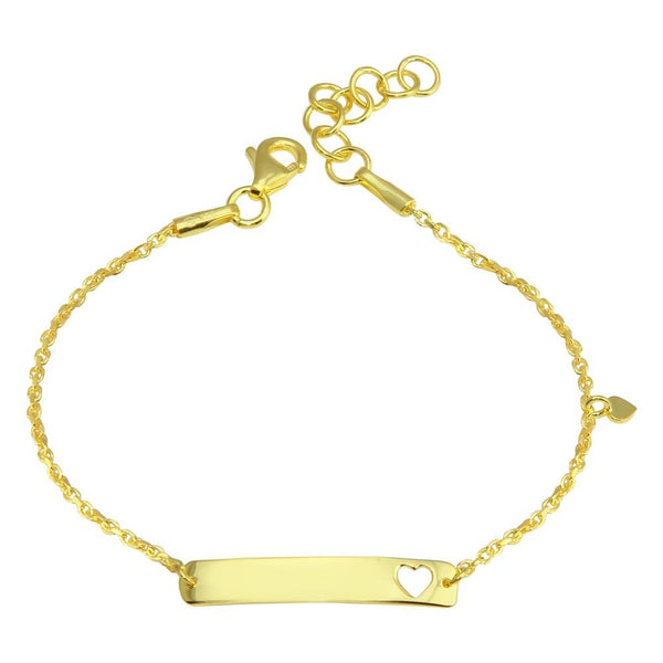 Silver 925 Gold Plated Dangling Heart Baby ID Bracelet - DIB00078GP | Silver Palace Inc.