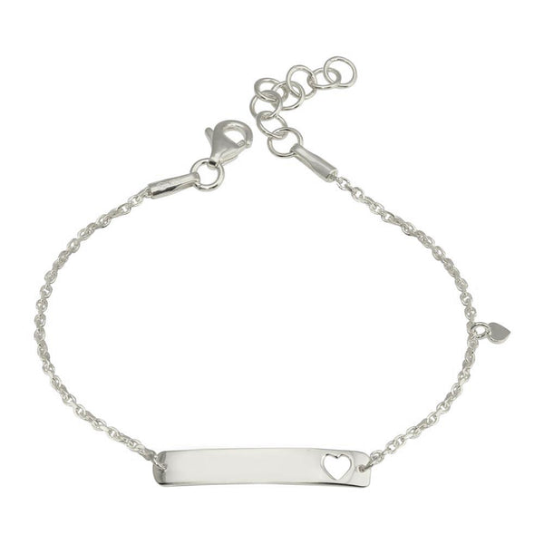 Silver 925 Rhodium Plated Dangling Heart Baby ID Bracelet - DIB00078RH | Silver Palace Inc.