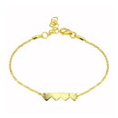 Silver 925 Gold Plated 4 Hearts Chain Bracelet - DIB00079GP | Silver Palace Inc.