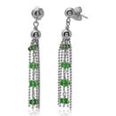 Silver 925 Rhodium Plated Dropped Bead Chain and Green Bead Earrings - DIE00004RH-EM | Silver Palace Inc.