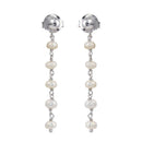 Silver 925 Rhodium Plated Dangling Synthetic Pearl Earrings - DIE00006RH-PRL | Silver Palace Inc.