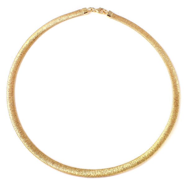 Silver 925 Gold Plated Wheat Texture Italian Necklace - DIN00001GP | Silver Palace Inc.